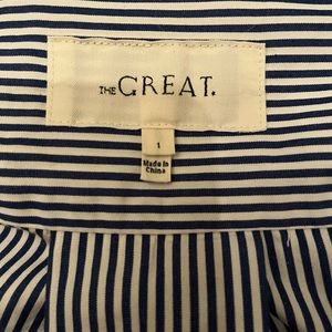The Great blue/white striped blouse w/ daisies